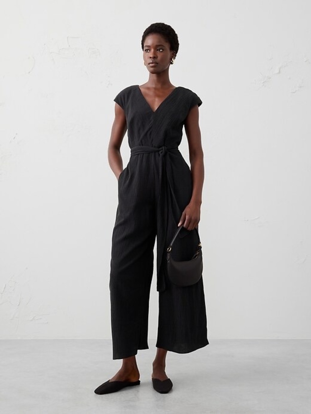 Banana Republic CRINKLE JUMPSUIT BLACK NEW 2